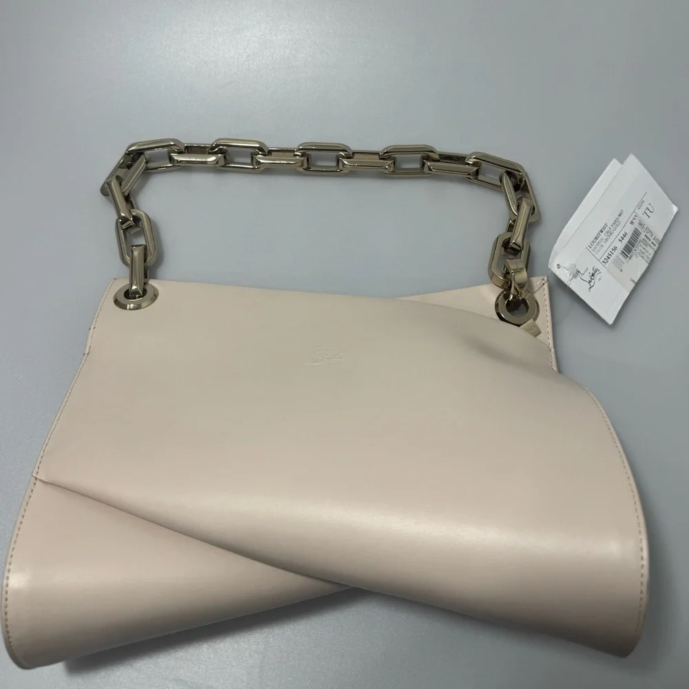 Christian Louboutin Loubitwist Shoulder Bag Leather Leche Beige Gold - Picture 2 of 10